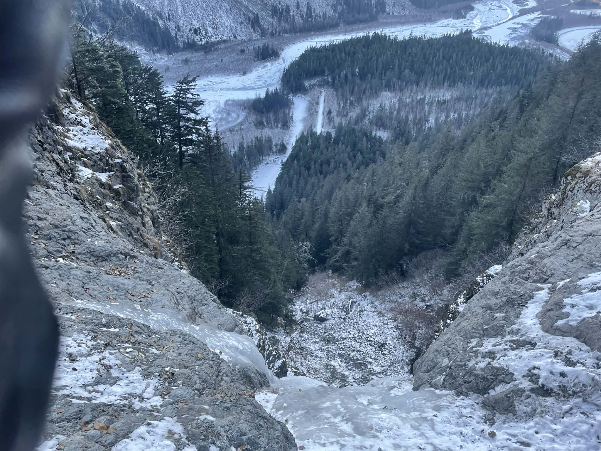 Approach to Jailbreak up the 700 foot scree. Photo:Jack Delaney.